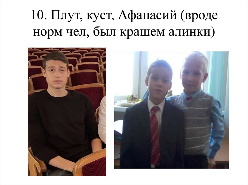 10. Плут, куст, Афанасий (вроде норм чел, был крашем алинки)