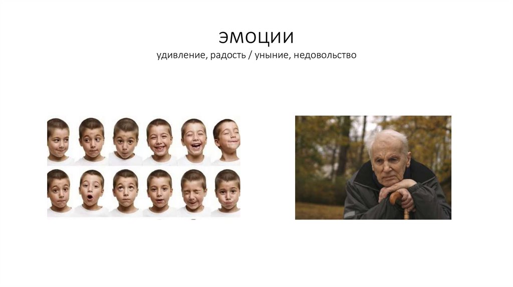 эмоции удивление, радость / уныние, недовольство