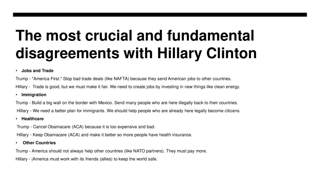 The most crucial and fundamental disagreements with Hillary Clinton