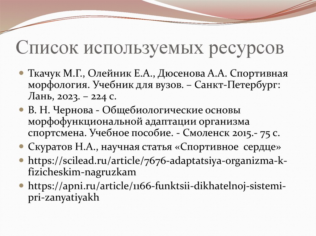 Список используемых ресурсов