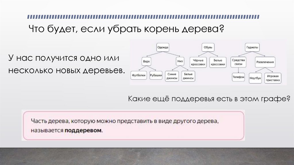 Что будет, если убрать корень дерева?
