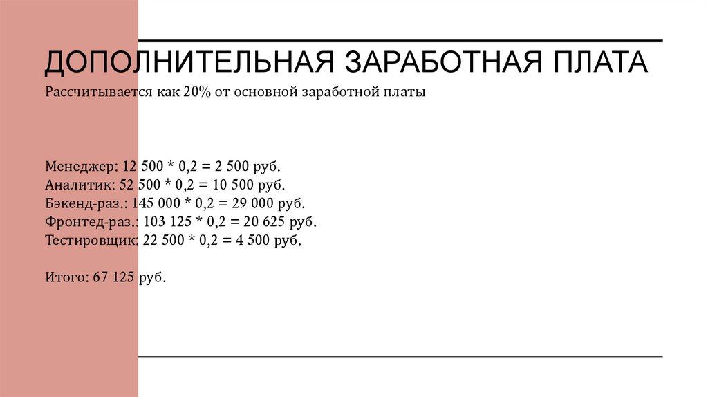 Дополнительная заработная плата