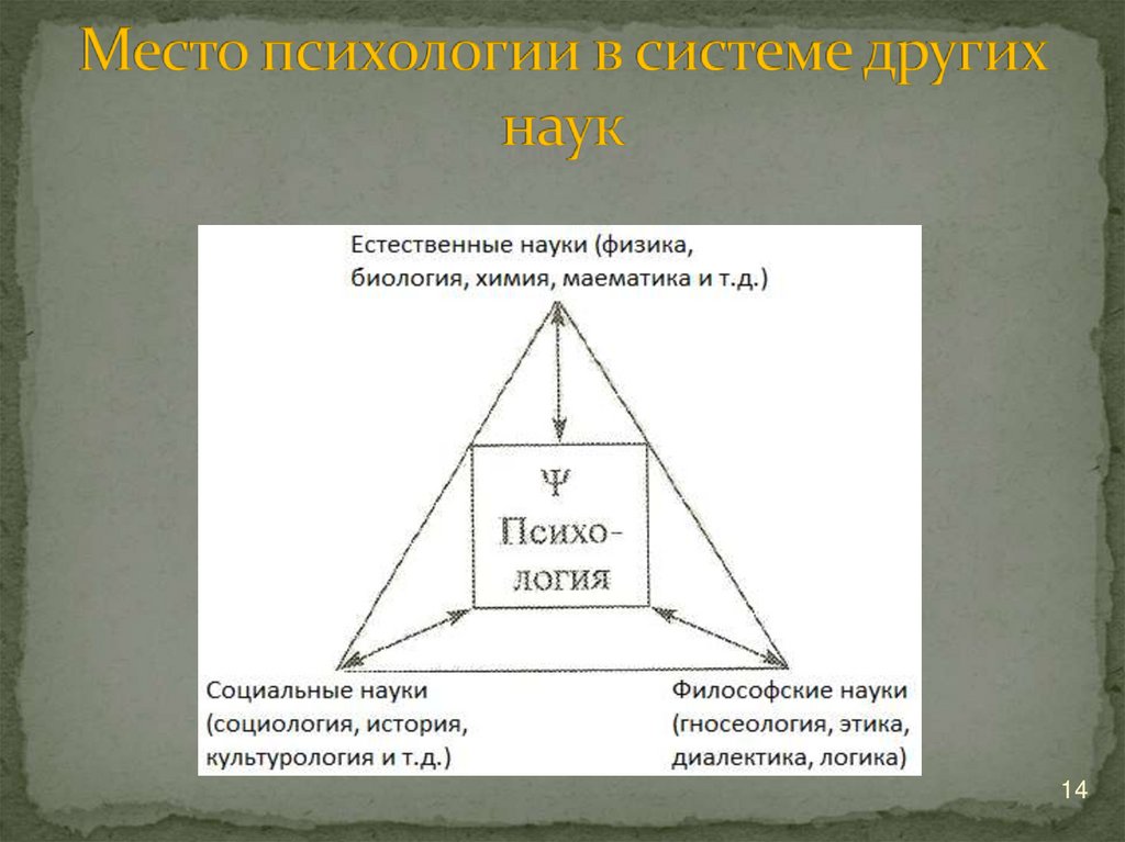Место психологии в системе других наук