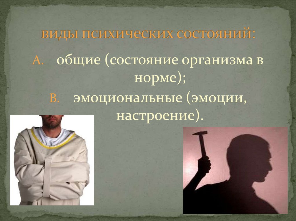 виды психических состояний: