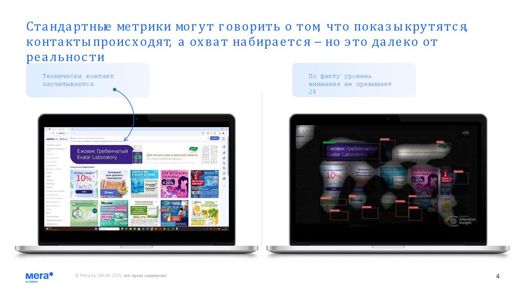 Стандартные метрики могут говорить о том, что показы крутятся, контакты происходят, а охват набирается – но это далеко от