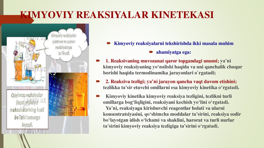 KIMYOVIY REAKSIYALAR KINETEKASI