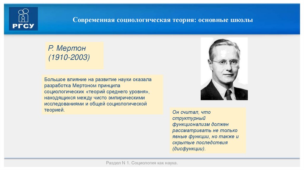 Современная социологическая теория: основные школы