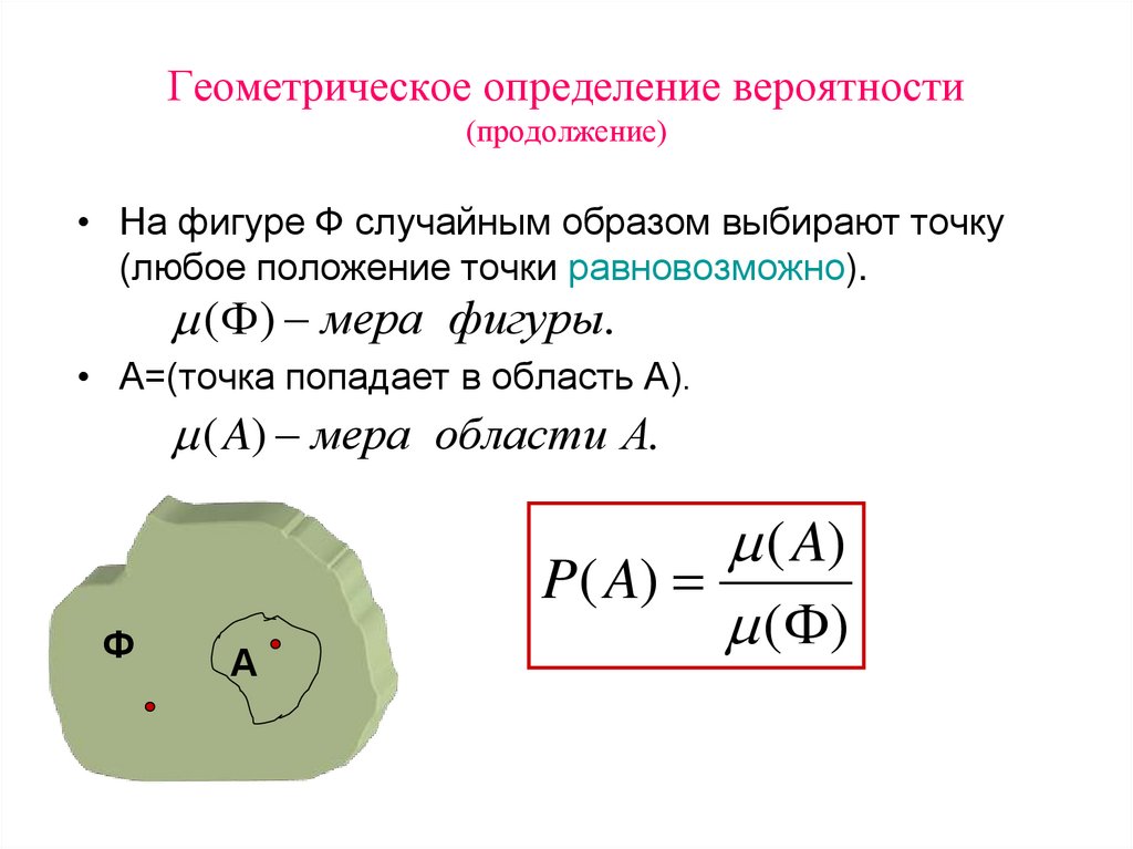 Геометрическое определение вероятности (продолжение)