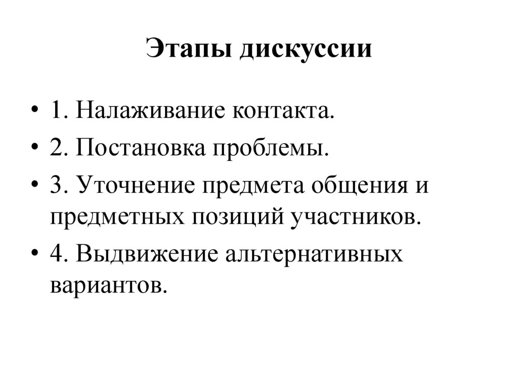 Этапы дискуссии