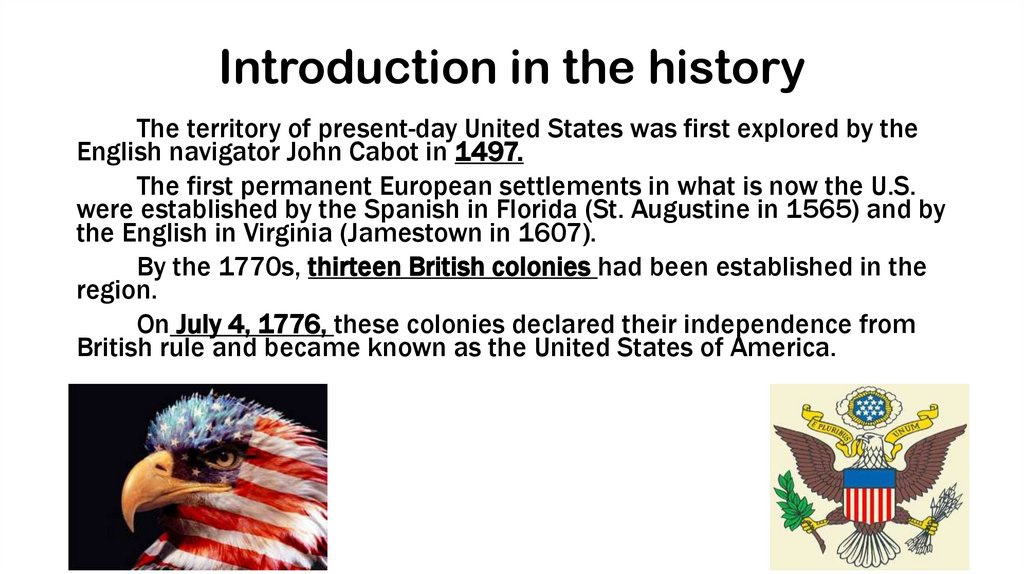 Introduction in the history
