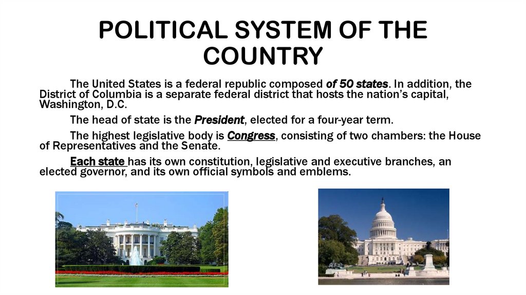 POLITICAL SYSTEM OF THE COUNTRY