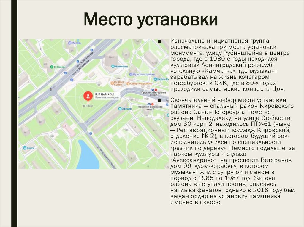 Место установки