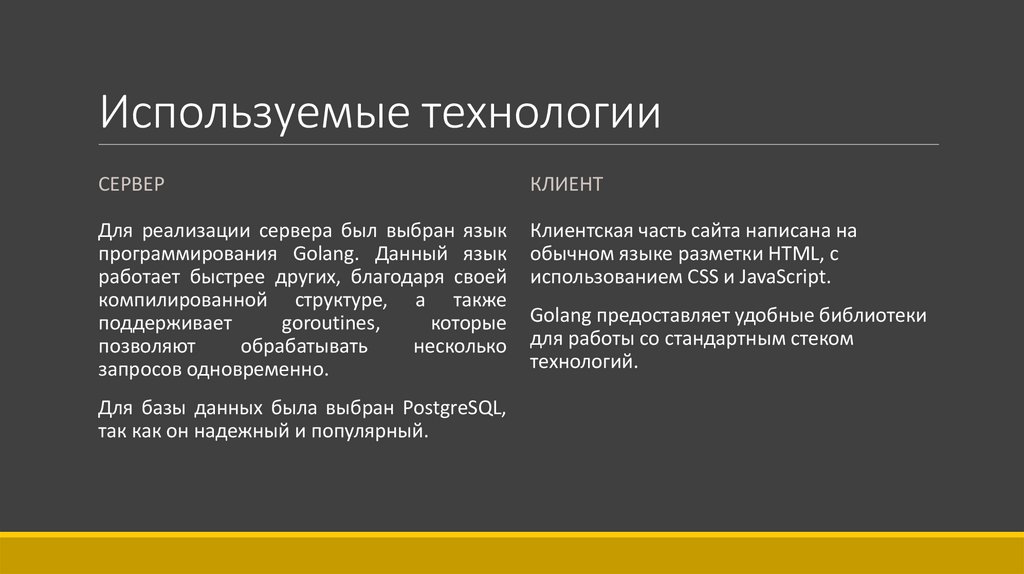 Используемые технологии