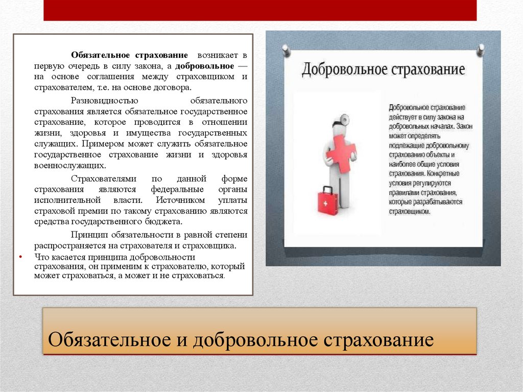 Обязательное и добровольное страхование