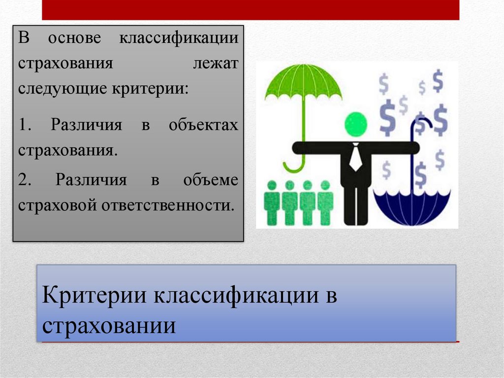 Критерии классификации в страховании