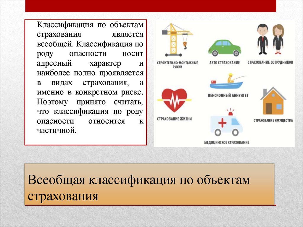 Всеобщая классификация по объектам страхования