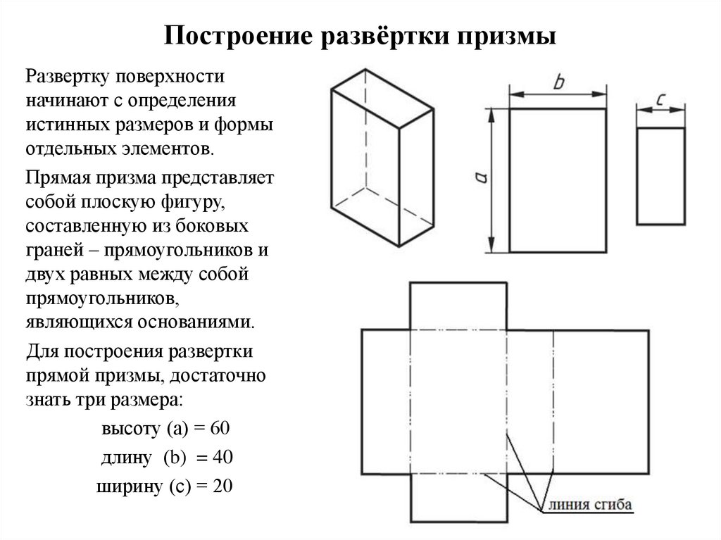 Построение развёртки призмы