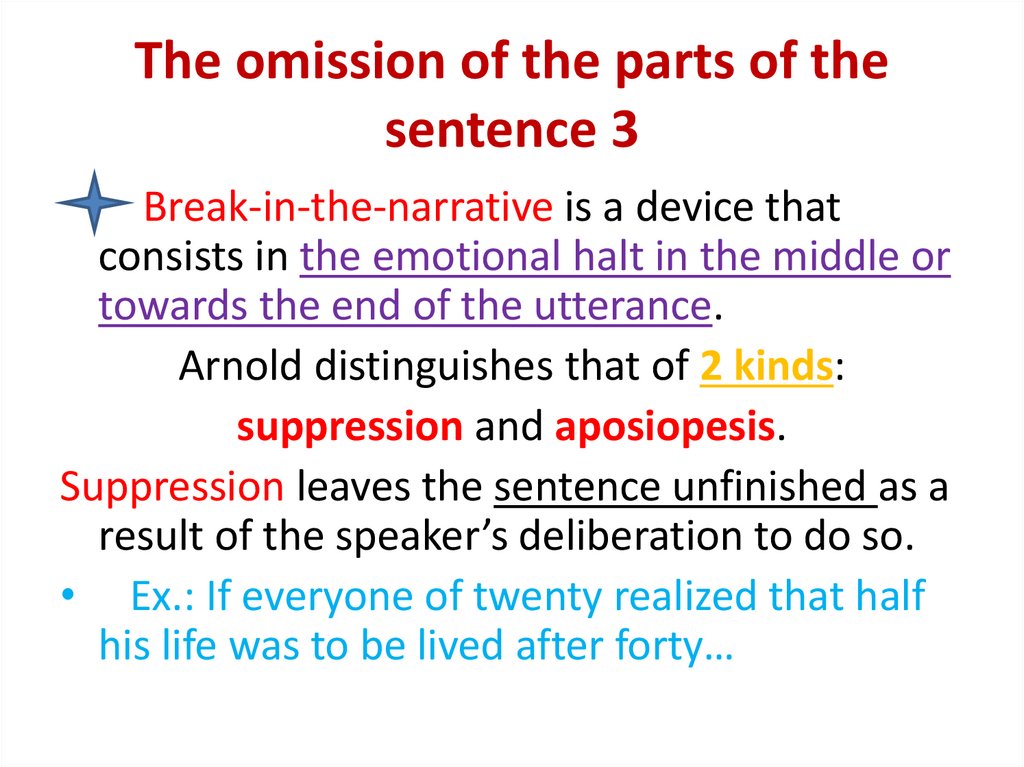 The omission of the parts of the sentence 3