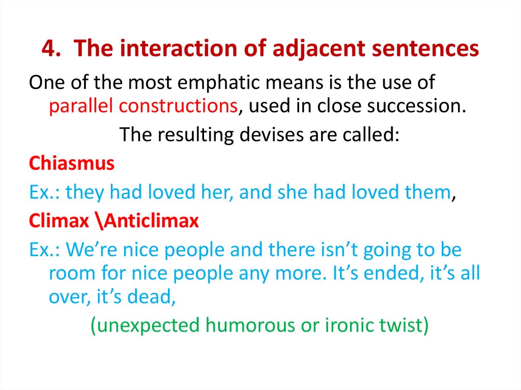 4. The interaction of adjacent sentences