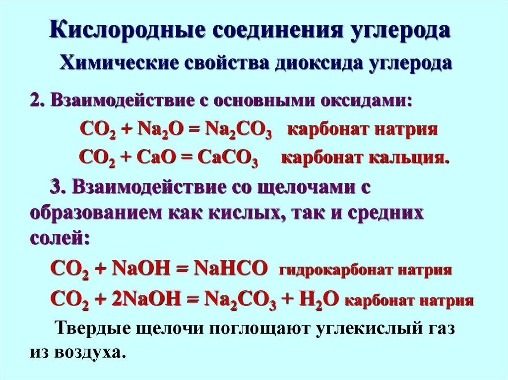 Кислородные соединения углерода