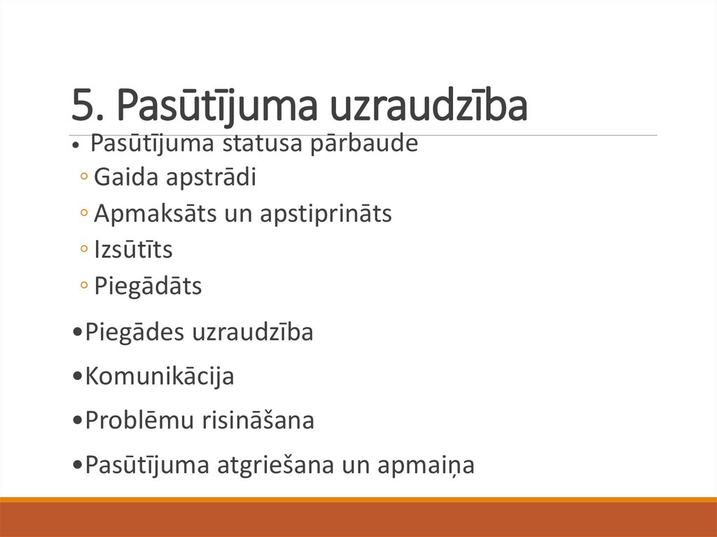 5. Pasūtījuma uzraudzība