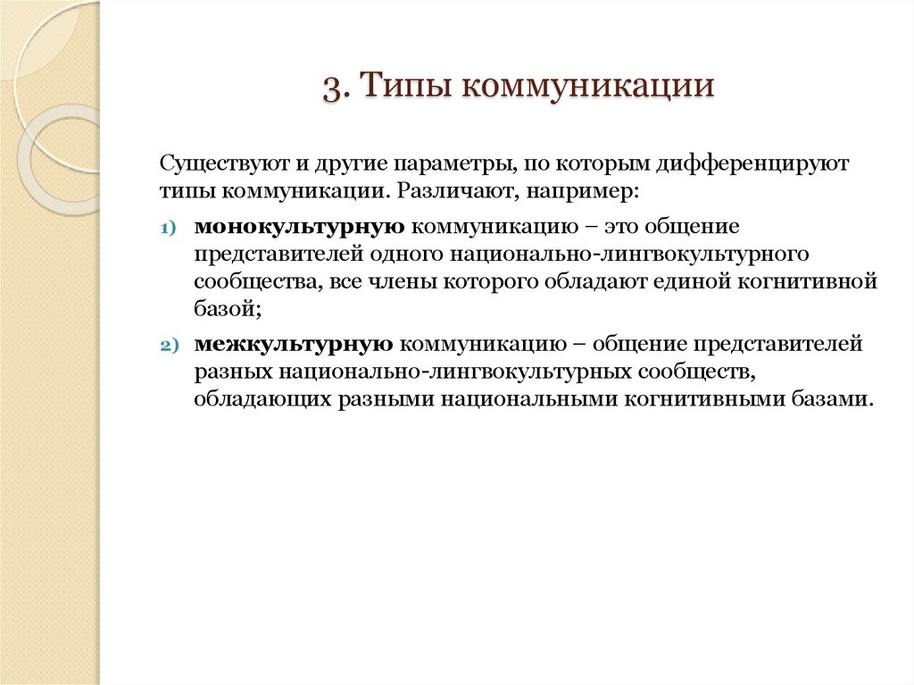 3. Типы коммуникации