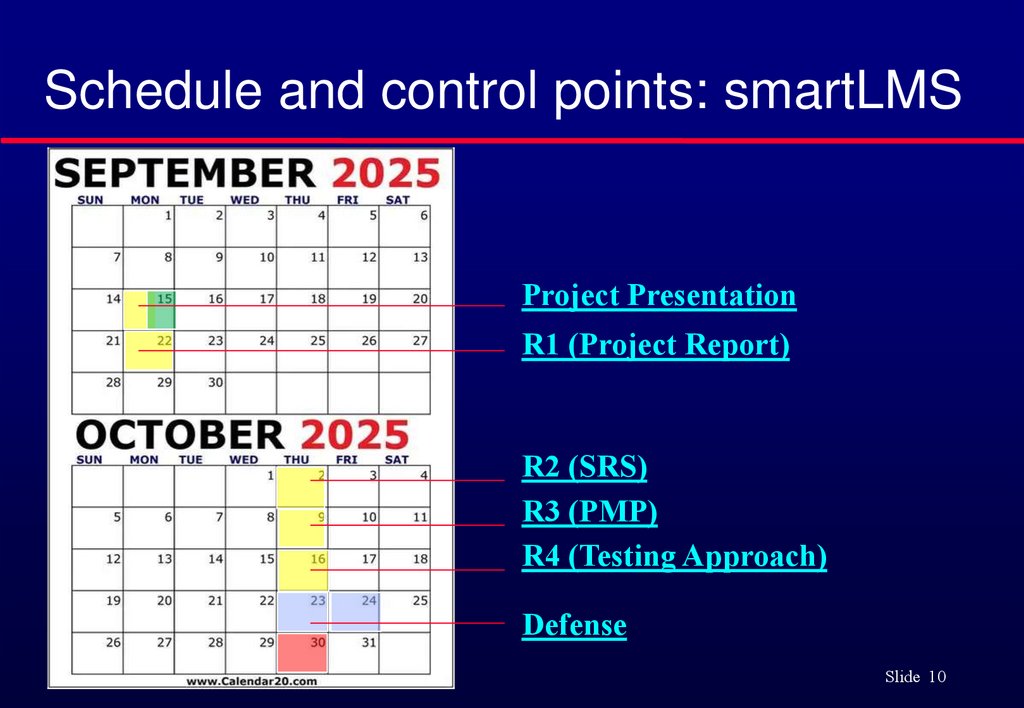 Schedule and control points: smartLMS