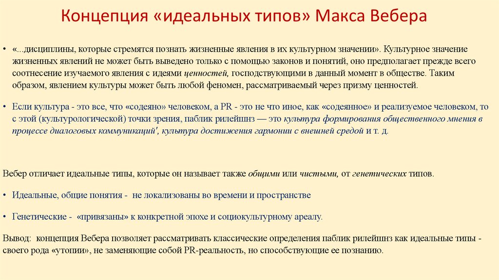 Концепция «идеальных типов» Макса Вебера