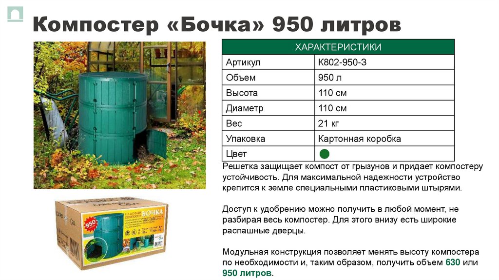 Компостер «Бочка» 950 литров