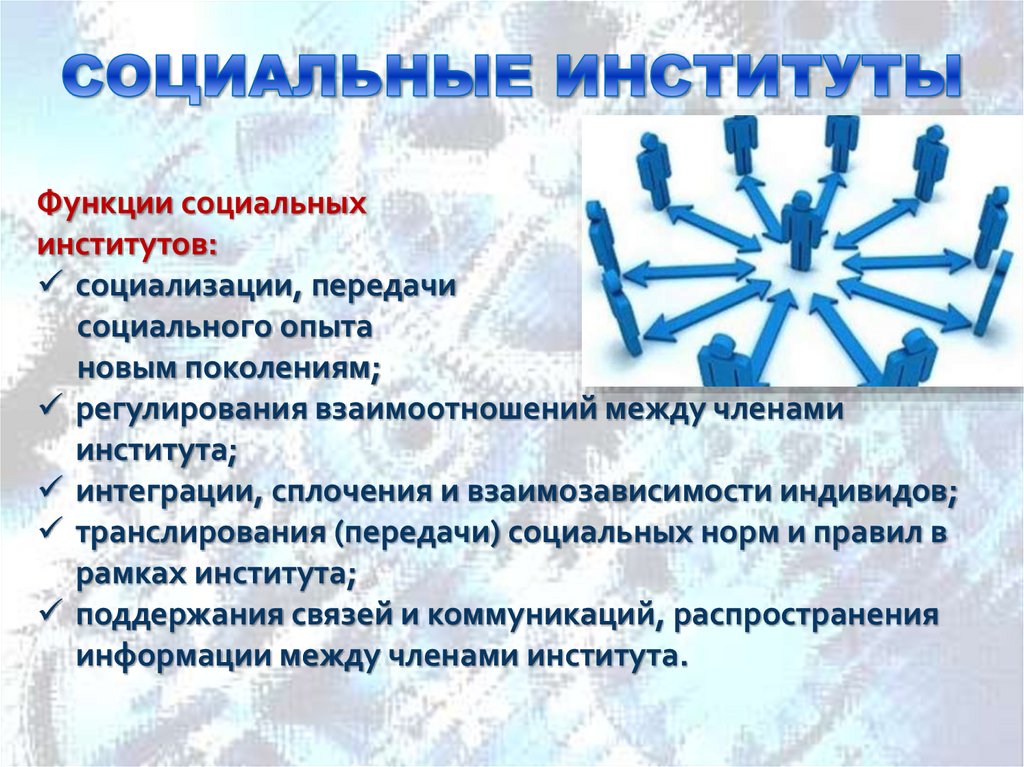 СОЦИАЛЬНЫЕ ИНСТИТУТЫ