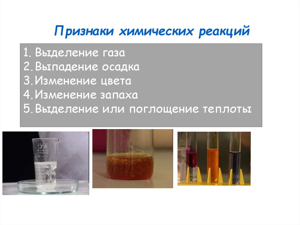 Признаки химических реакций