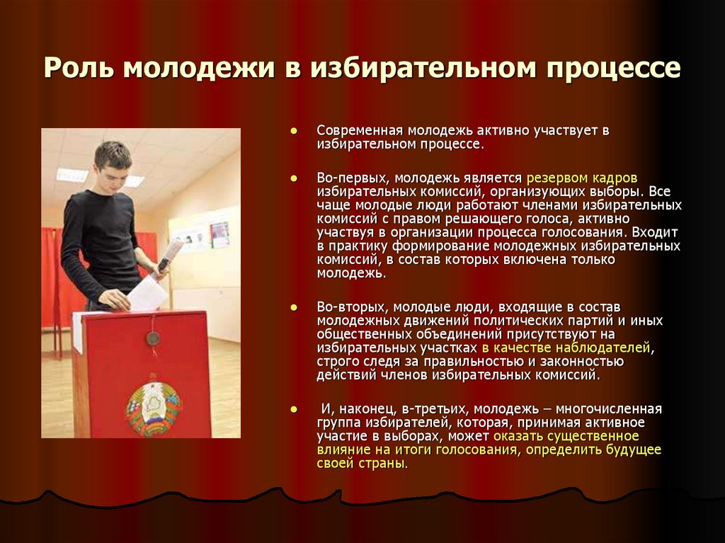 Роль молодежи в избирательном процессе