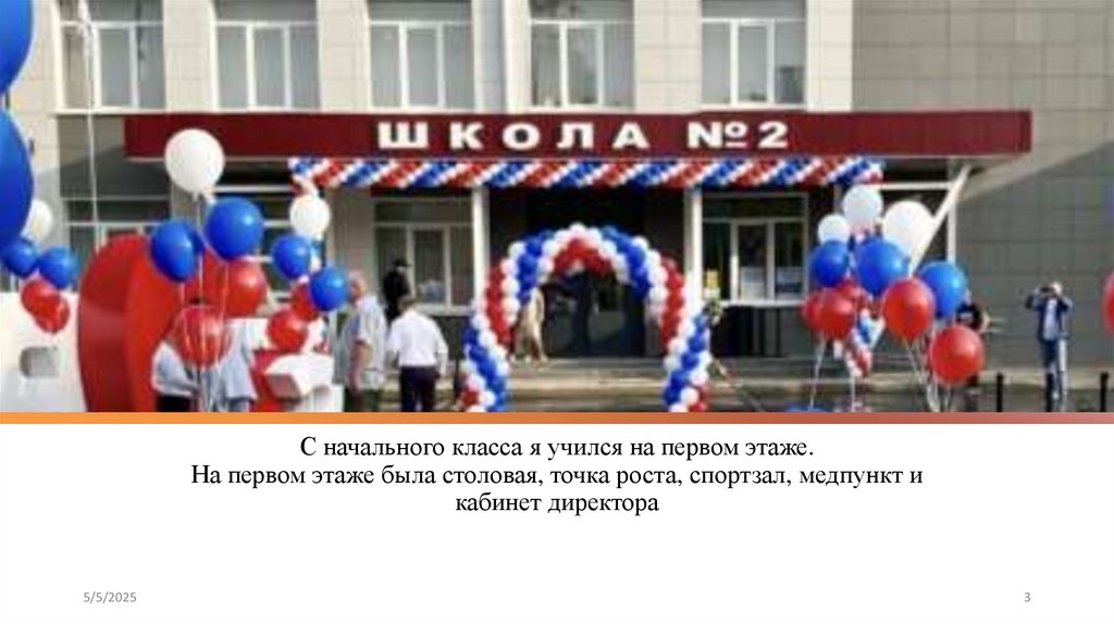 С начального класса я учился на первом этаже. На первом этаже была столовая, точка роста, спортзал, медпункт и кабинет