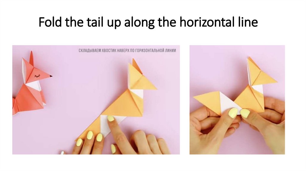 Fold the tail up along the horizontal line