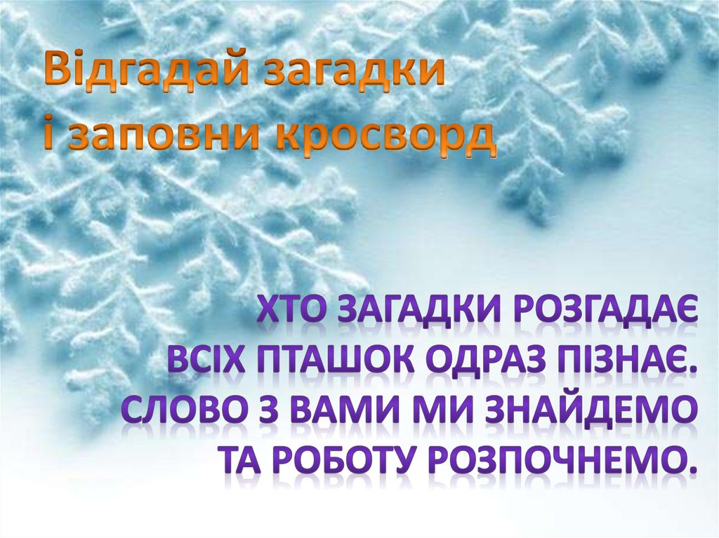 Відгадай загадки і заповни кросворд