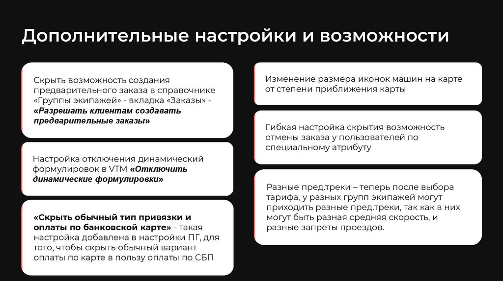 Дополнительные настройки и возможности