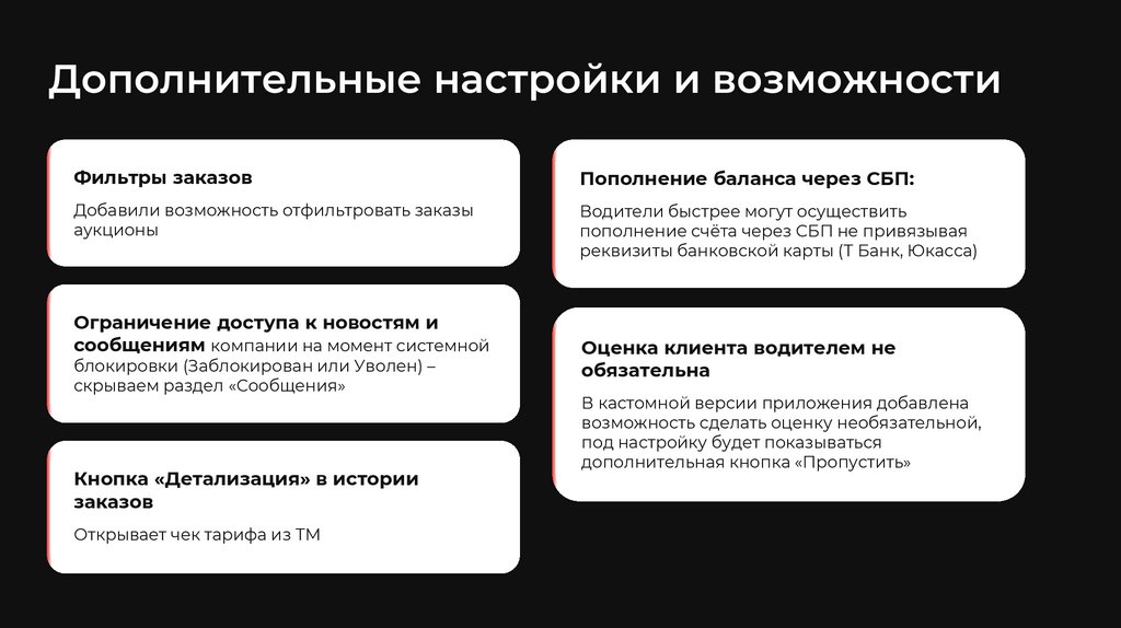 Дополнительные настройки и возможности