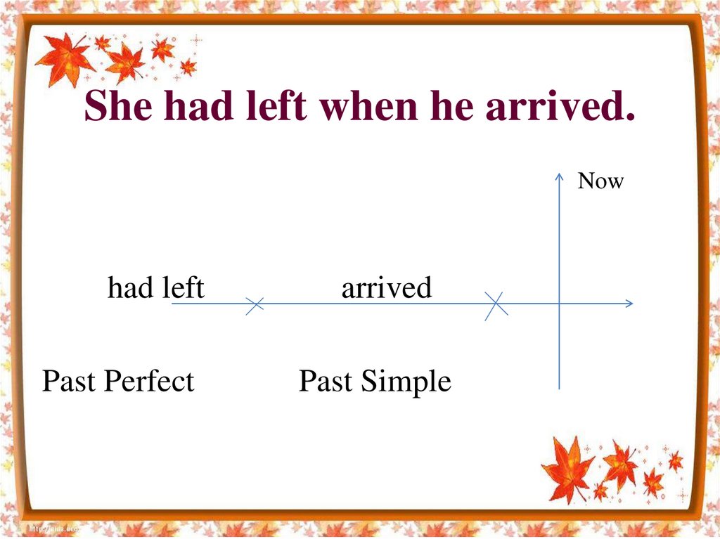 She had left when he arrived.