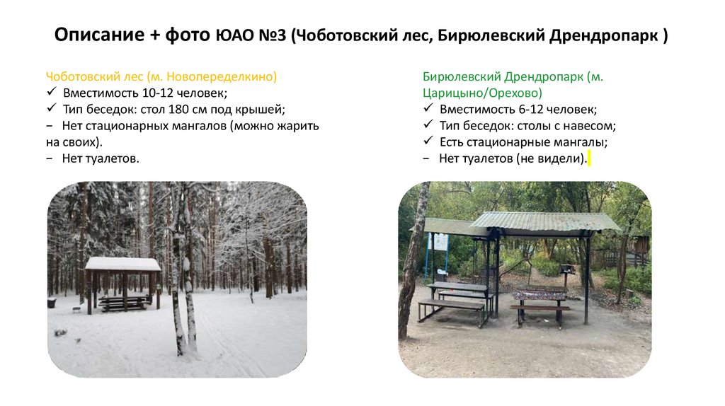 Описание + фото ЮАО №3 (Чоботовский лес, Бирюлевский Дрендропарк )