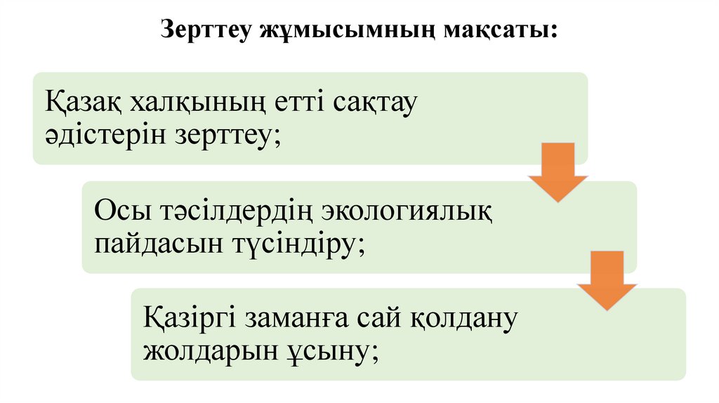 Зерттеу жұмысымның мақсаты: