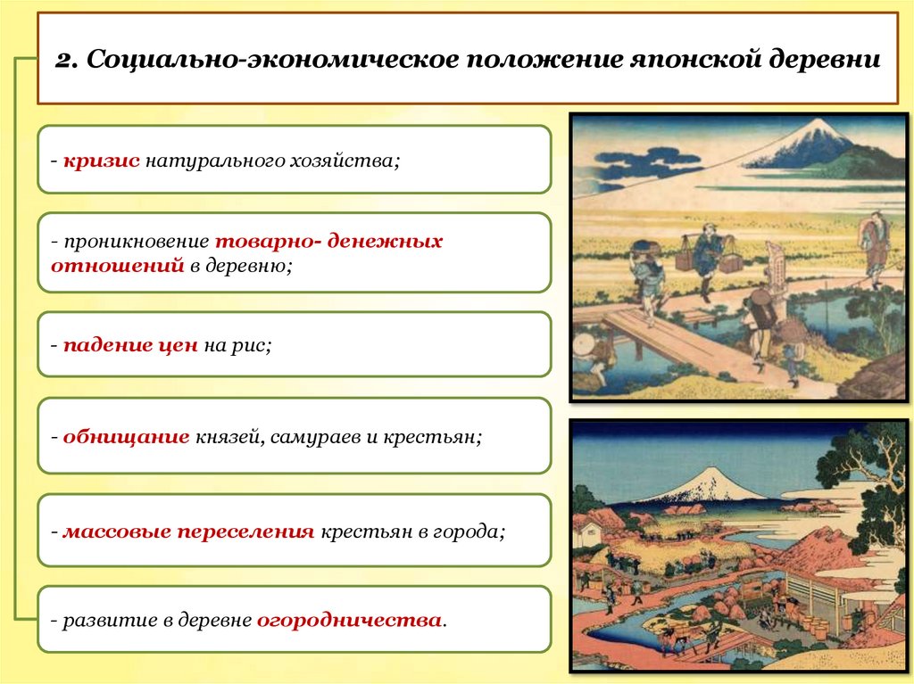 2. Социально-экономическое положение японской деревни