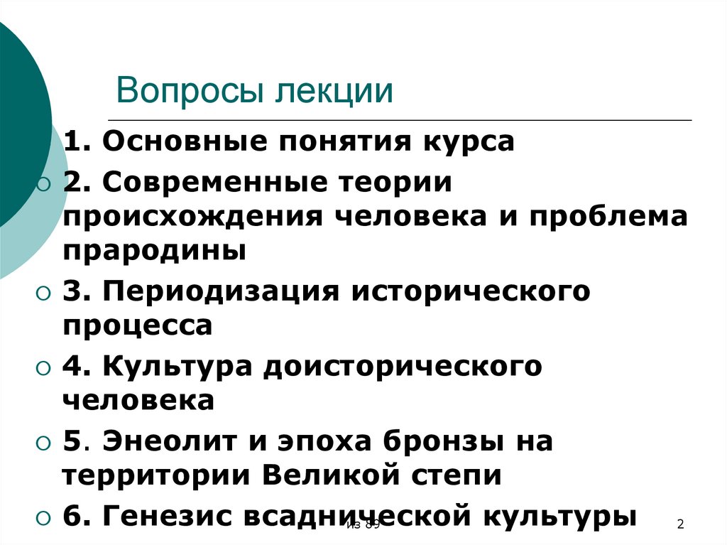 Вопросы лекции