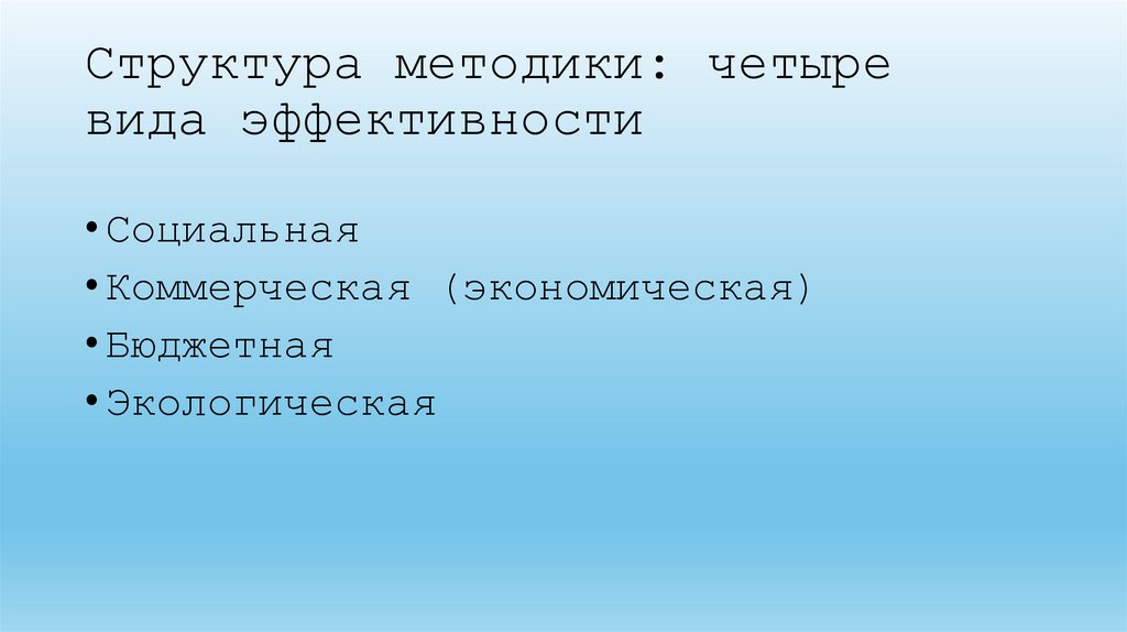 Структура методики: четыре вида эффективности