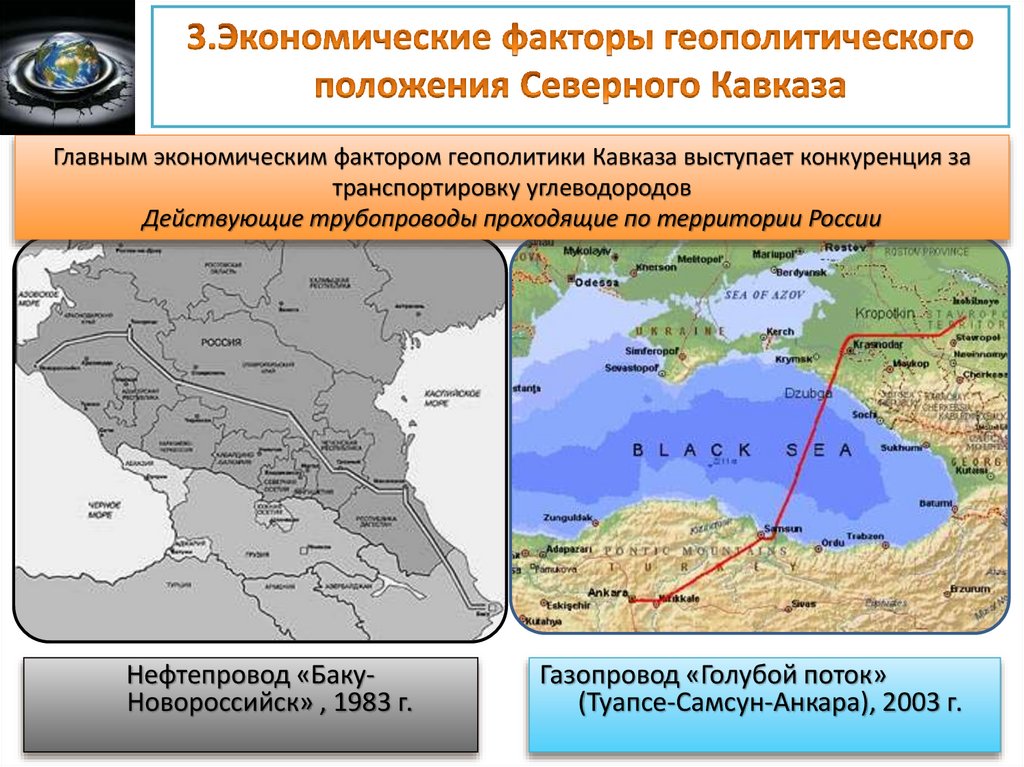 3.Экономические факторы геополитического положения Северного Кавказа