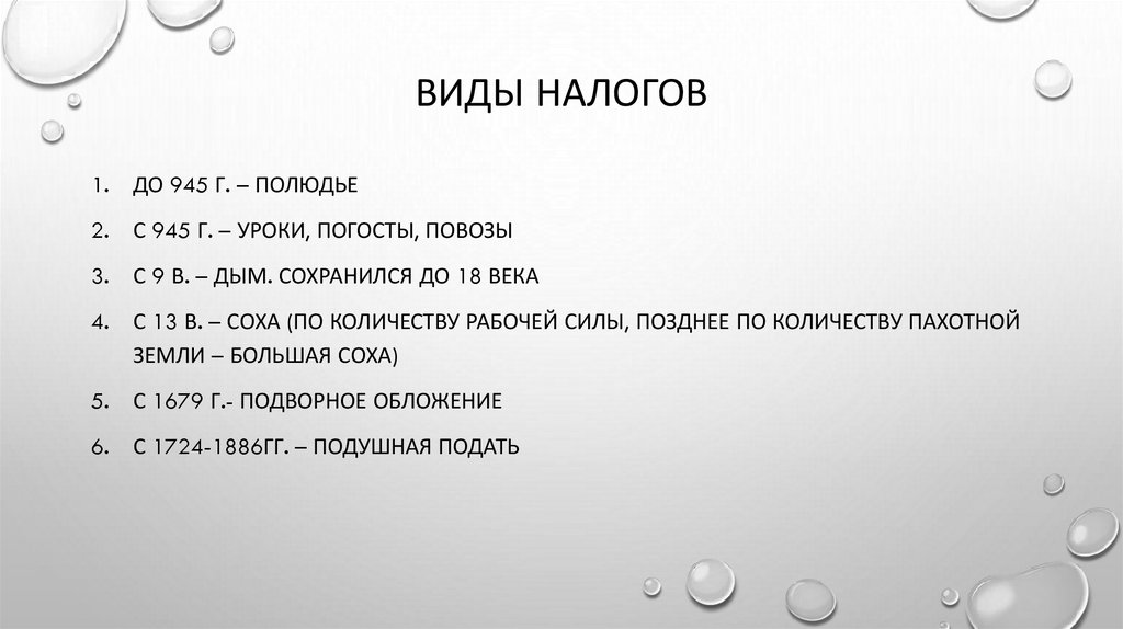 Виды налогов