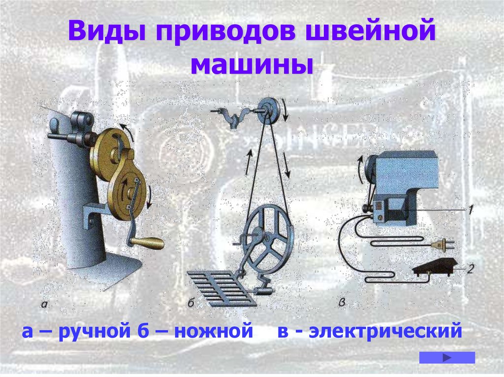 Виды приводов швейной машины