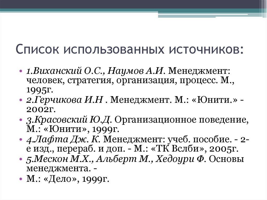 Список использованных источников: