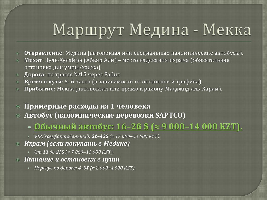 Маршрут Медина - Мекка