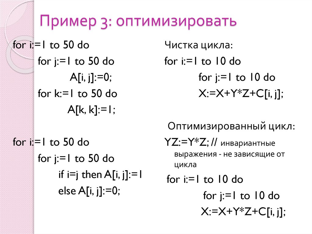 Пример 3: оптимизировать