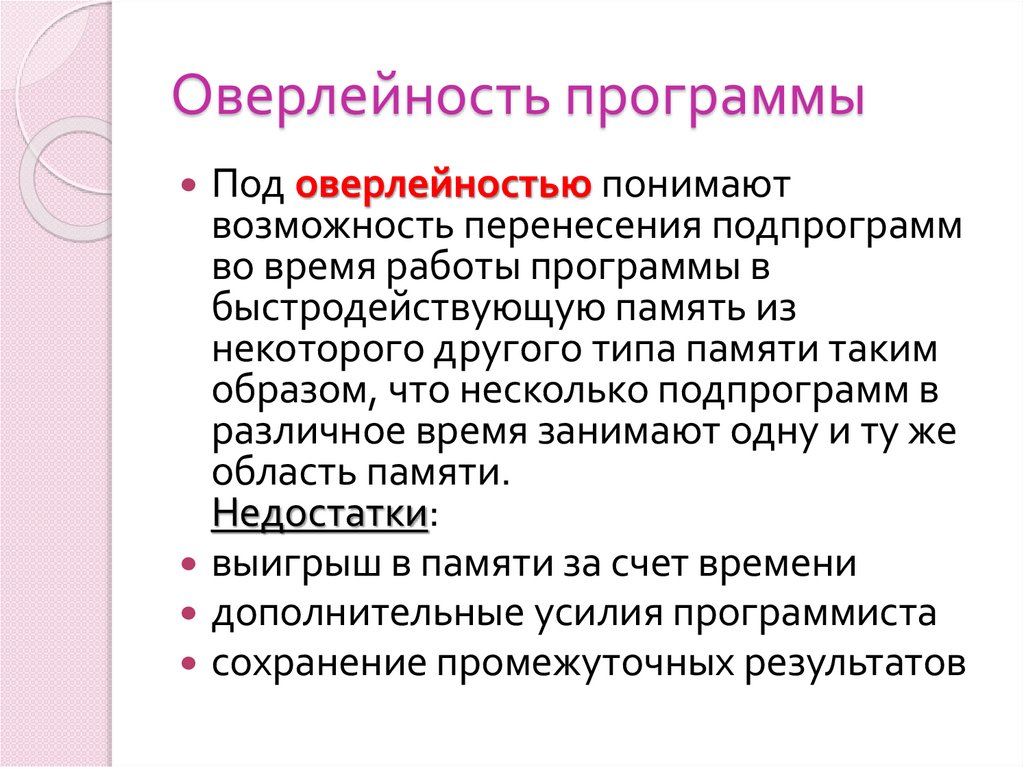 Оверлейность программы